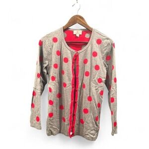 Women's Gray and red polka dot‎ cardigan by the Quacker Factory size small (S2)